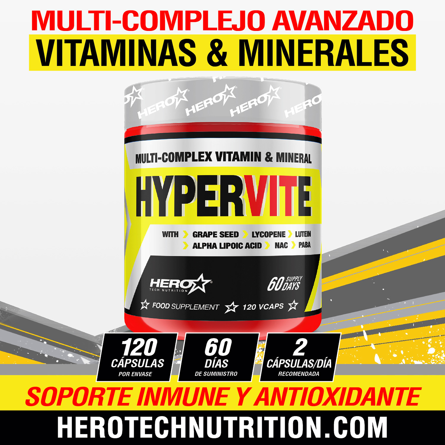 HYPERVITE MULTI VITAMINAS Y MINERALES - HERO TECH NUTRITION herotechnutrition.com
